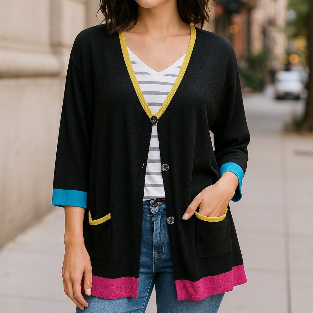 Angel Apparel NWT $163 Sweater Vintage Retro Striped Cardigan Women's Size 1XL
